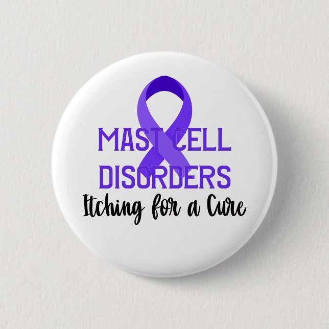 Badge Rond 5 Cm Démangeaison pour un ruban violet de cellule masto (Devant)