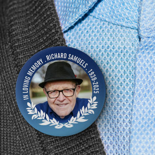 Badge Rond 5 Cm Demi-couronne Bleu Profond En Mémoire Amoureuse Ph