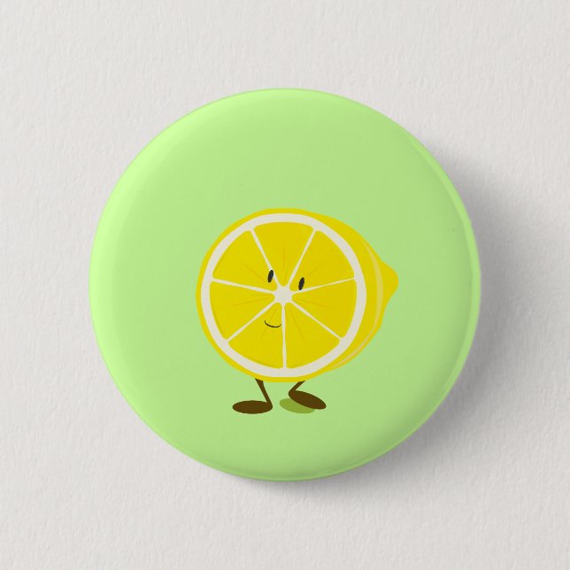 Badge Rond 5 Cm Demi de caractère de sourire de citron (Devant)