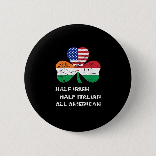 Badge Rond 5 Cm Demi-irlandais demi-italien Shamrock du drapeau am (Devant)