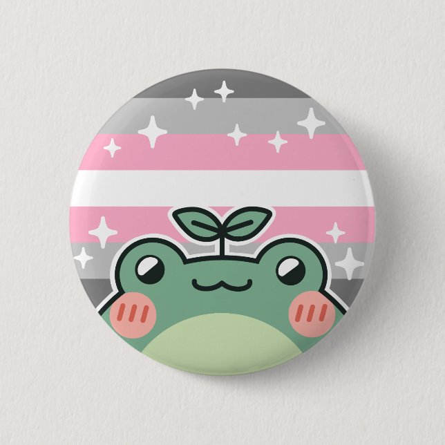 Badge Rond 5 Cm Démigirl LGBT Pride Drapeau Grenouille (Devant)