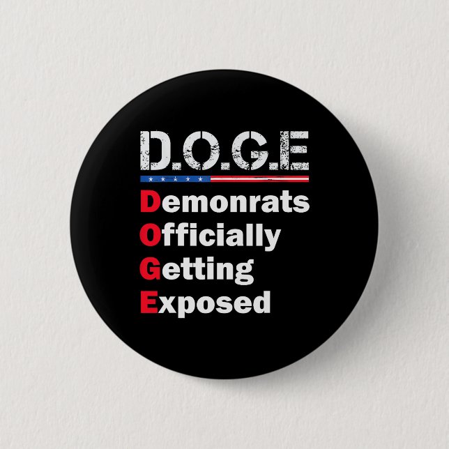 Badge Rond 5 Cm Démocrate Officiellement Exposé  (Devant)