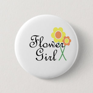 Badge Rond 5 Cm Demoiselle de honneur jaune-orange de marguerite