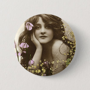 Badge Rond 5 Cm Demoiselle de honneur victorienne de rétros femme