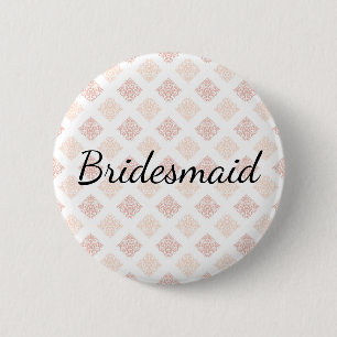 Badge Rond 5 Cm Demoiselle d'honneur Damask Blush pêche