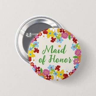 Badge Rond 5 Cm Demoiselle d'honneur Étiquette de nom de mariage c