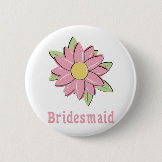 Badge Rond 5 Cm Demoiselle d'honneur rose de fleur