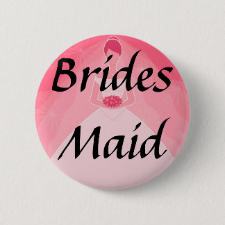 Badge Rond 5 Cm Demoiselle d'honneur simple rose assez Girly
