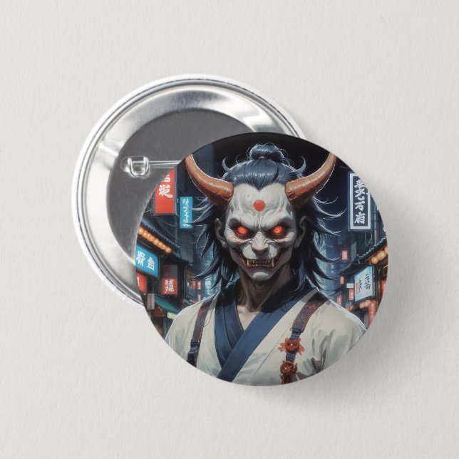 Badge Rond 5 Cm Demon Samurai (Devant & derrière)