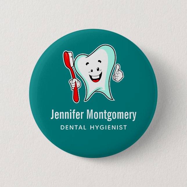 Badge Rond 5 Cm Dental Care Happy Tooth (Devant)