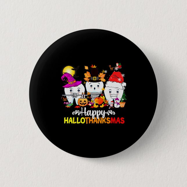 Badge Rond 5 Cm Dental Halloween Thanksgiving Christmas Happy Hall (Devant)