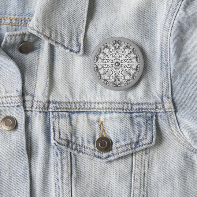 Badge Rond 5 Cm Dentelle céramique Gris (En situation)