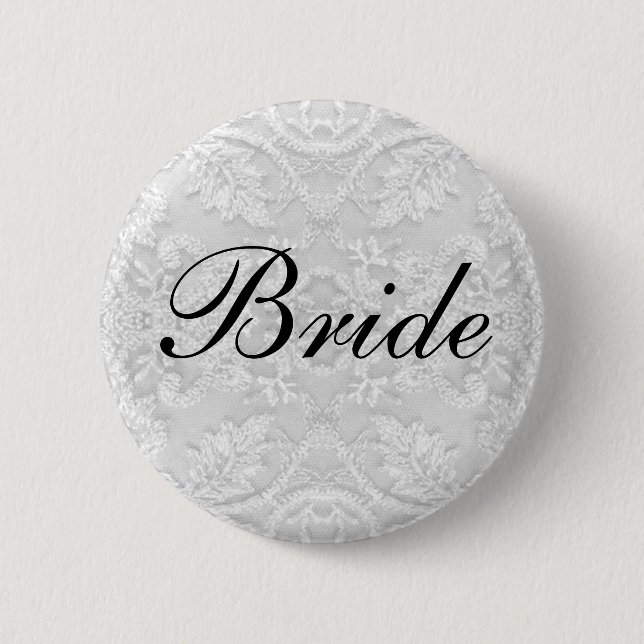 Badge Rond 5 Cm Dentelle Mariage mariée blanche (Devant)