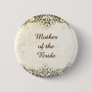 Badge Rond 5 Cm Dentelle vintage rustique rêveuse