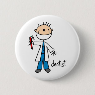Badge Rond 5 Cm Dentiste Bonhomme Allumette
