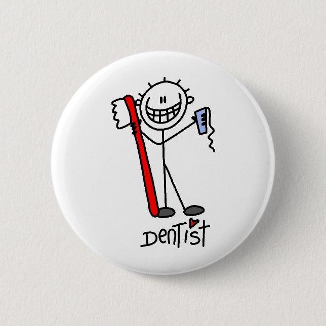 Badge Rond 5 Cm Dentiste de la figure Stick (Devant)