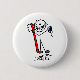 Badge Rond 5 Cm Dentiste de la figure Stick