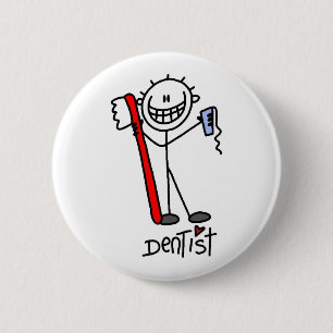 Badge Rond 5 Cm Dentiste en bonhomme allumette basique