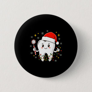 Badge Rond 5 Cm Dentiste Noël Dents Lumières de Noël Drôle Dentair