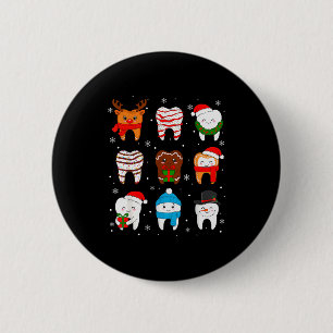 Badge Rond 5 Cm Dentiste Noël drôle dents mignon Xmas Dentiste Équ
