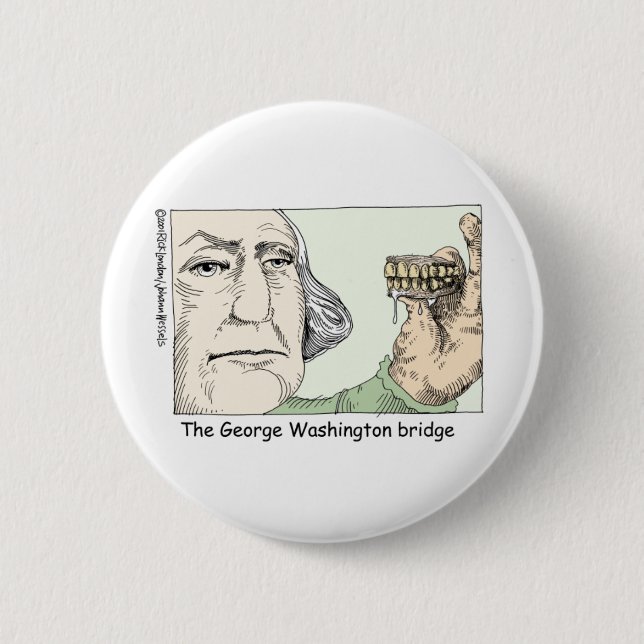 Badge Rond 5 Cm Dents de George Washington Cadeaux et objets de co (Devant)