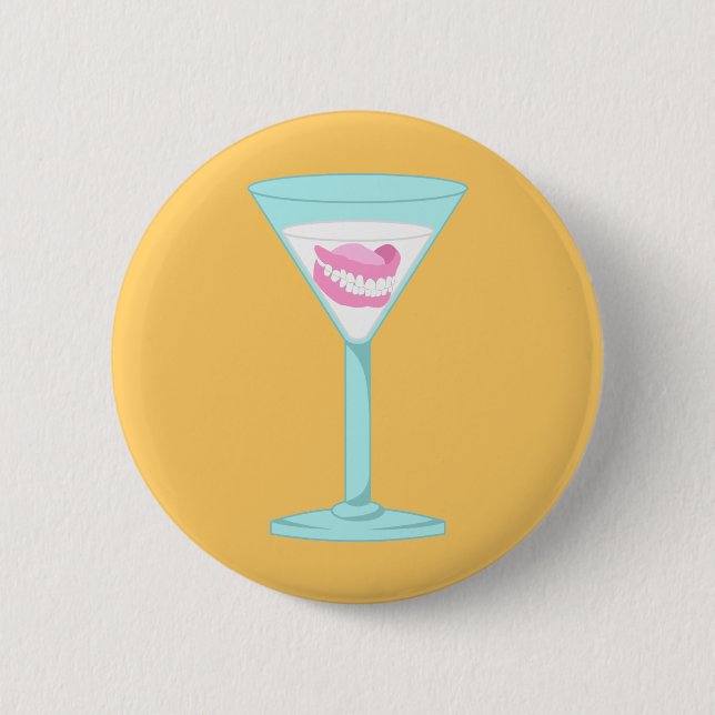 Badge Rond 5 Cm Dents fausses Martini de dentiers (Devant)
