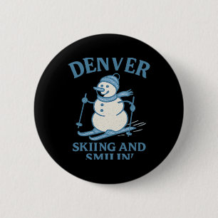 Badge Rond 5 Cm Denver Colorado Ski Et Smilin Snowman