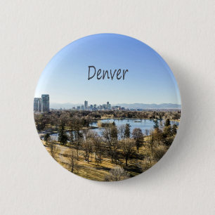 Badge Rond 5 Cm Denver Ville et Montagnes Colorado