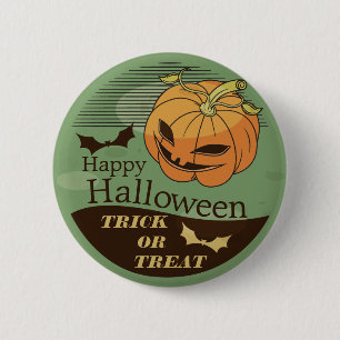 Badge Rond 5 Cm Déplaisant Citrouille Halloween Vintage   Bouton d