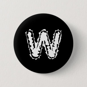 Badge Rond 5 Cm Déplaisant Monogramme blanc sur noir