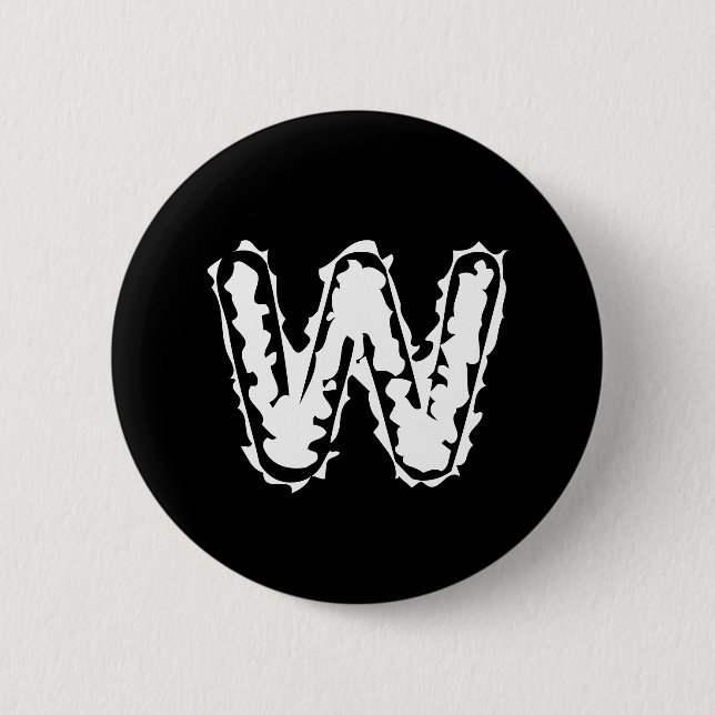 Badge Rond 5 Cm Déplaisant Monogramme blanc sur noir (Devant)