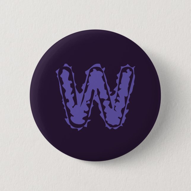Badge Rond 5 Cm Déplaisant Monogramme violet sur violet (Devant)
