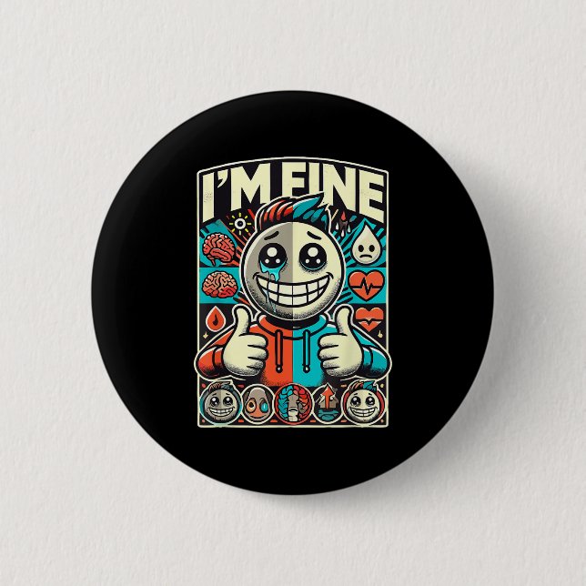 Badge Rond 5 Cm Dépression Je vais bien Aide Sensibilisation à la  (Devant)