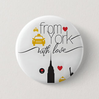 Badge Rond 5 Cm DEPUIS New York avec bouton d'amour