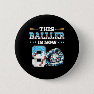 Badge Rond 5 Cm Dérive de baseball 9e fête d'anniversaire garçon V