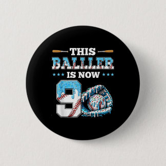 Badge Rond 5 Cm Dérive de baseball 9e fête d'anniversaire garçon V