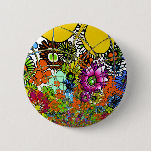 Badge Rond 5 Cm Dernier art coloré de motifs floraux extraordinair