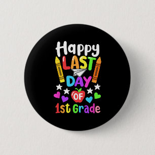 Badge Rond 5 Cm Dernier Jour D'école 1re Année Cl De 2024 Enfants
