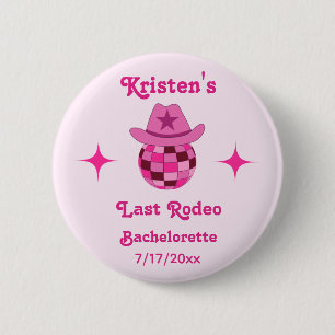 Badge Rond 5 Cm Dernier Rodeo Pink Disco Cowgirl Bachelorette
