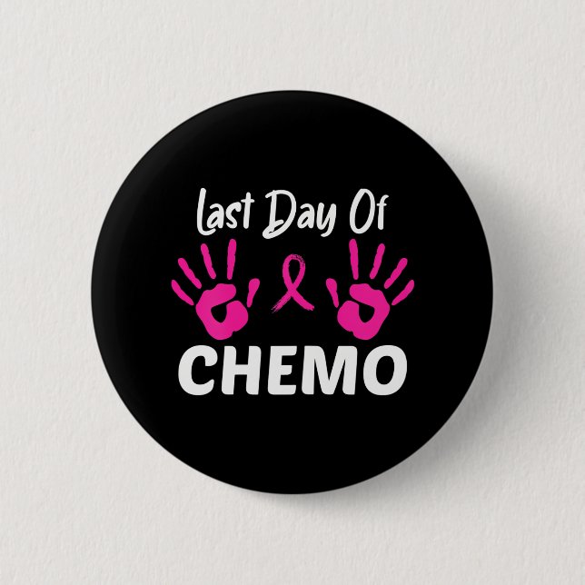 Badge Rond 5 Cm Dernière journée de Chemo empreinte digitale Cance (Devant)