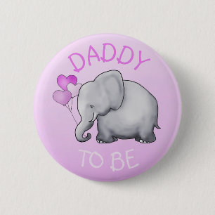 Badge Rond 5 Cm Des ballons roses mignons Baby shower éléphant p