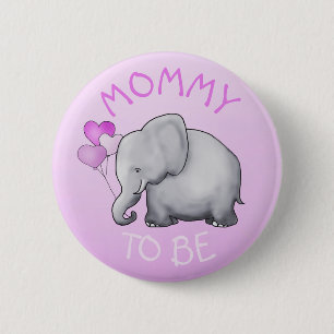 Badge Rond 5 Cm Des ballons roses mignons, un éléphant Baby shower