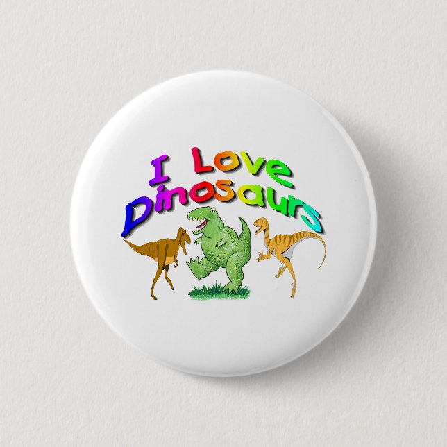 Badge Rond 5 Cm Des cadeaux aime dinosaures d'enfants "je" (Devant)