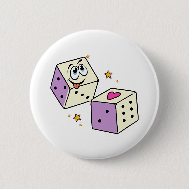 Badge Rond 5 Cm Dés Chanceux (Devant)