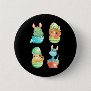Badge Rond 5 Cm Des dinosaures éclosent d'œufs de Pâques 