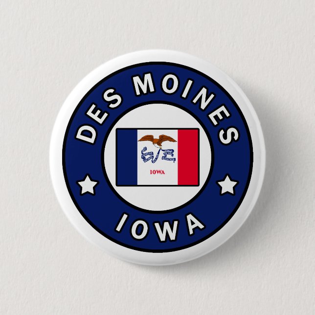 Badge Rond 5 Cm Des Moines Iowa (Devant)