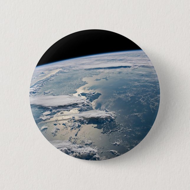 Badge Rond 5 Cm Des Nuages Autour De Sumatra, Indonésie. (Devant)