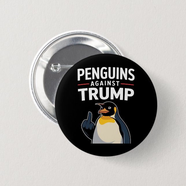 Badge Rond 5 Cm Des palmes de pingouin contre Trump (Devant & derrière)