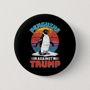 Badge Rond 5 Cm Des pingouins contre Trump Des Pingouins Flippers 