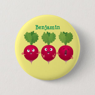 Badge Rond 5 Cm Des radis mignons chantant des légumes de dessin a